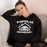 Black 'Popular Homebody' Funny Cozy Pullover Hoodie