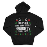 Black 'Suspect' Ugly Christmas Sweater Holiday Season Hoodie